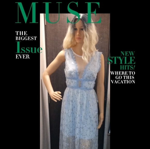 Ina Dresses & Skirts - NWT Blue Floral Embroidered Lace Tulle Dress - M